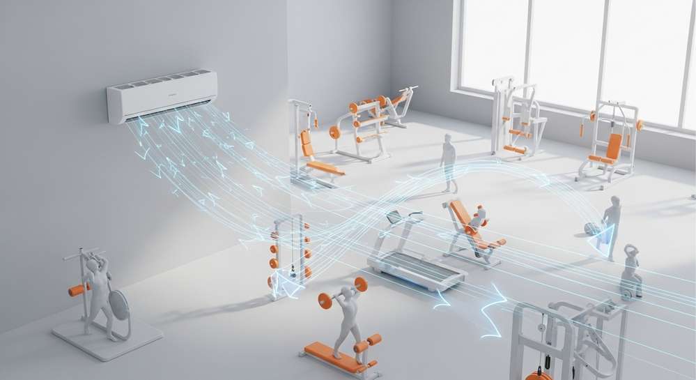 Hướng dẫn chọn máy lạnh cho phòng tập gym hiệu quả nhất 3 Lưu ý về vị trí lắp đặt và tối ưu luồng gió