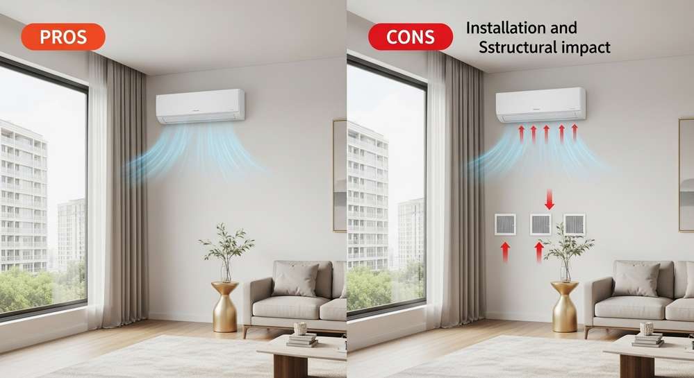 Điều hòa không cục nóng là gì và có nên sử dụng không 2 Ưu và nhược điểm khi lắp đặt điều hòa không cục nóng