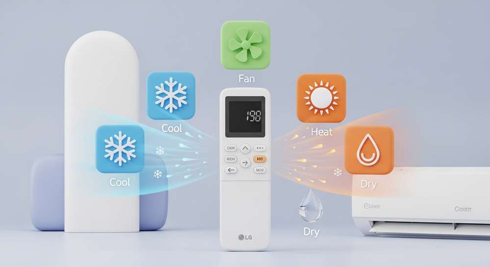 Hướng dẫn cách sử dụng remote máy lạnh LG từ cơ bản đến nâng cao 2 Giải mã các chế độ hoạt động chính của máy lạnh LG