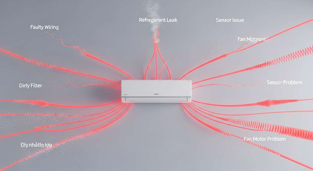 Các nguyên nhân chính gây ra lỗi 1c ở máy lạnh Toshiba