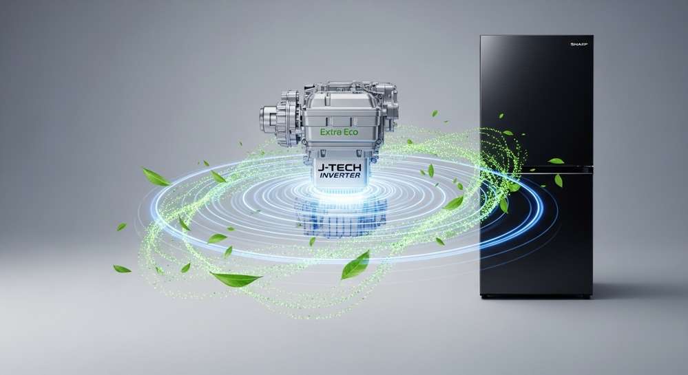 Đánh giá tủ lạnh Sharp Inverter 362L SJ-FX420VG-BK chi tiết 2 Công nghệ J-Tech Inverter và Extra Eco vận hành êm ái, tiết kiệm điện