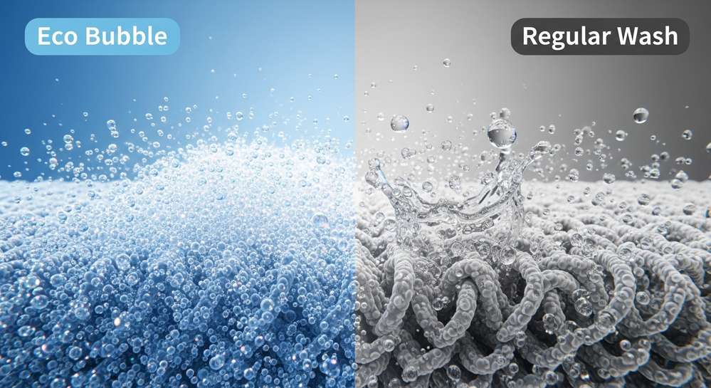 So sánh hiệu quả giặt giữa Eco Bubble và máy giặt thường